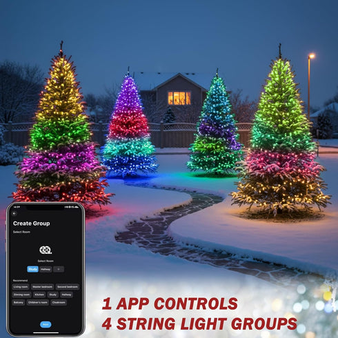 snorvindle 200 6.6FT 10 24 Smart Christmas Tree Lights, LEDs Christmas String Lights with Remote Control & APP