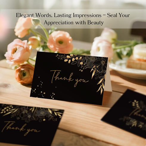 Oaken Leaford 108 Pack 6 Pre-Folded Floral Thank You Cards with Envelopes & Stickers, Elegant Designs for Wedding, Baby