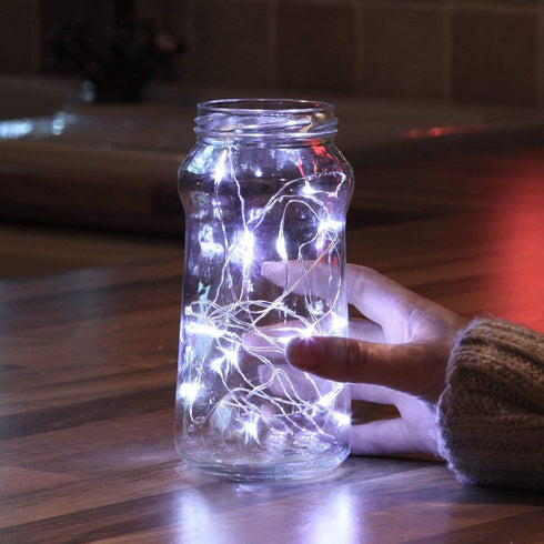 XINKAITE 30 Micro LEDs on 10Feet/3M Fairy Silver Wire, Battery Operated String Lights, Cold White