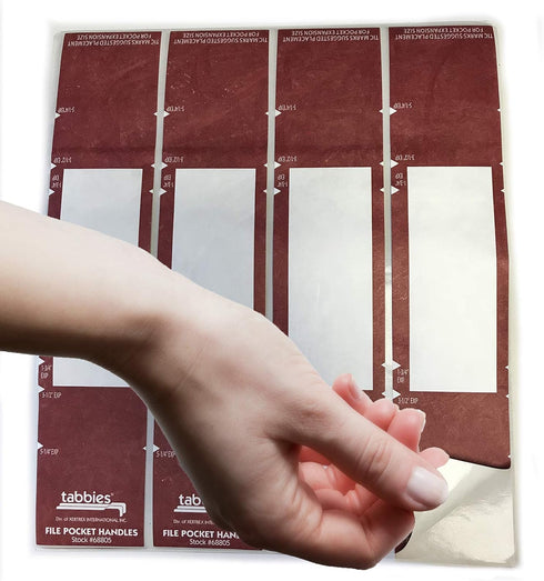 Tabbies File Pocket Handles, 9.63 X 2, Red/White, 12 Sheets/Pack