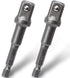 OIIKI 2 Pack 1/4 inch Square Socket Adapter Bit Set, Hex Impact Driver Power Bits for Automotive DIY