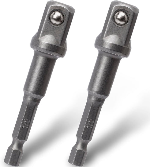 OIIKI 2 Pack 1/2 Inch Square Socket Adapter Bit Set, Hex Impact Driver Power Bits for Automotive DIY