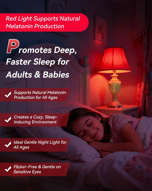 Neporal 7W 670nm Bulbs 100% Bulb, A19 60W Bulbs 1 Pack Red Light for Sleep, Blue Light Blocking Red Light Night Light