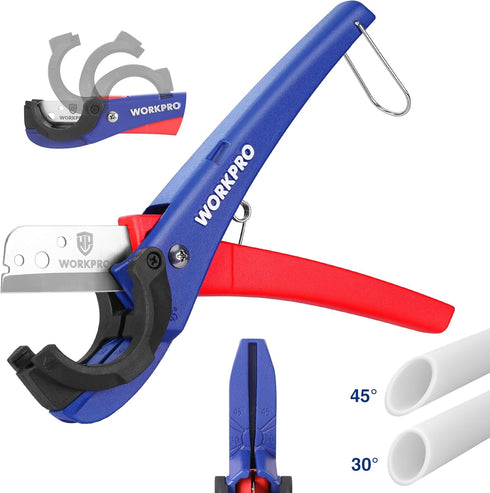 WORKPRO PEX Cutter with Sharp Blades, Tubing Cutter for PPR, PE, PP, Rubber Hoses, 1/8"-1-5/8" Cutting Capacity