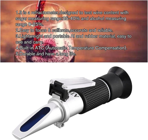 VGVGV 3 1 RHW-25 0-25%Vol 0-40%Brix 0.22 Brix Refractometer, In Grape & Alcohol Refractometer ATC Wine Refractometer