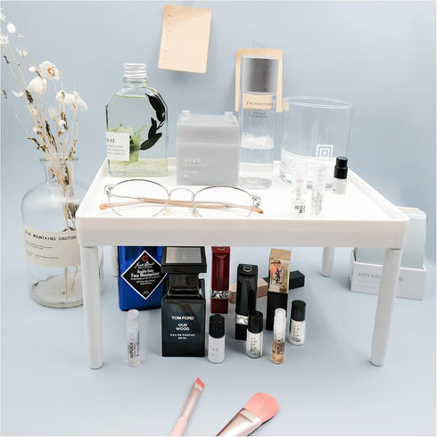 souG Desktop Storage Rack Organizer for Kitchen, Bathroom, Office, Double-Layer Cosmetic & Stationery Holder (White)