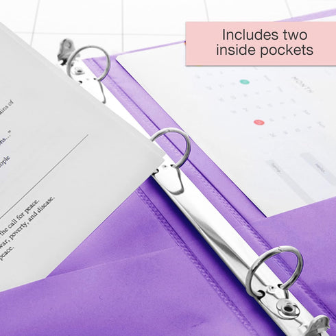BAZIC 3 Ring Binder, 1" Economy View Organizer, Purple, Holds 175 Sheets for School Office Home