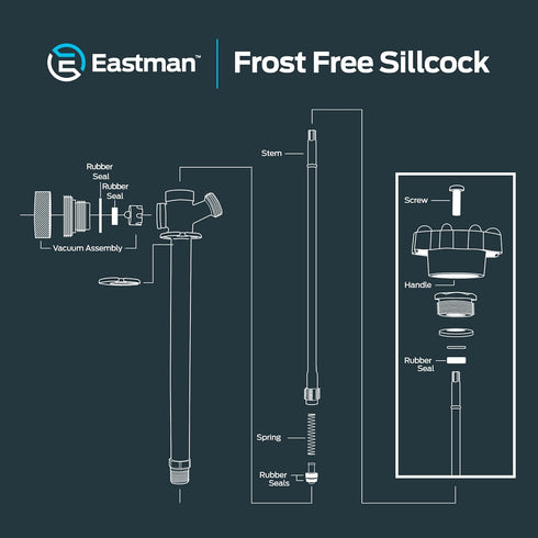 Eastman 10 Inch Frost Free Sillcock with Vacuum Breaker, 1/2 inch MIP x 1/2 inch Sweat Brass Fitting