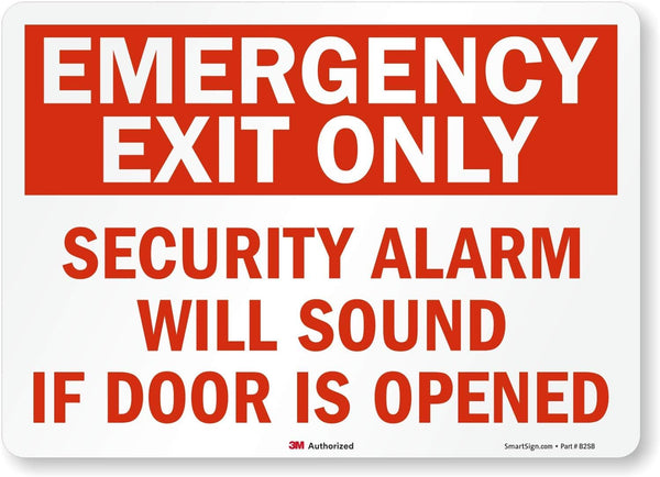 SmartSign "Emergency Exit Only - Security Alarm Will Sound If Door is Opened" Label, 10" x 14"