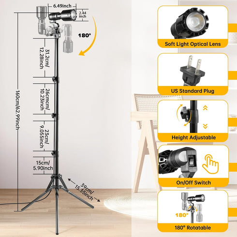18W 3000K-65000K Dimmable 1Pack LED Floor Lamp Super Bright Floor Lamps for Living Room with Timer and Remote Stepless