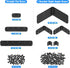 Glarks 134Pcs Black Corner Brace Set, 24Pcs L Shape Bracket, Flat Bracket Metal Joint Plate Fastener with 110Pcs Screws