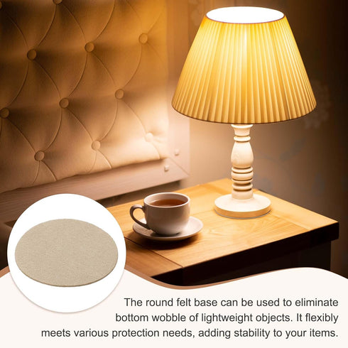 12Pcs 2.5 Inch 2mm uxcell Lamp Base Felt, Dia Thick Adhesive Round Soft Felt Furniture Pads, Non-Slip Anti-Scratch