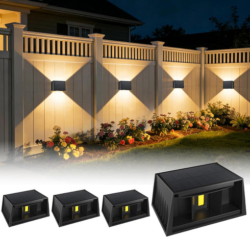 T-SUN 4 Pack Solar Powered Wall Lights Outdoor IP65 Waterproof Up and