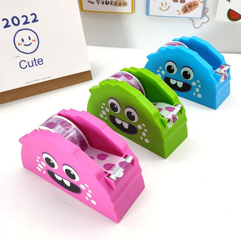 Cute Little Demon Desktop Tape Dispenser, Non-Skid Base, Fun Desk Accessories for Home Office, Blue