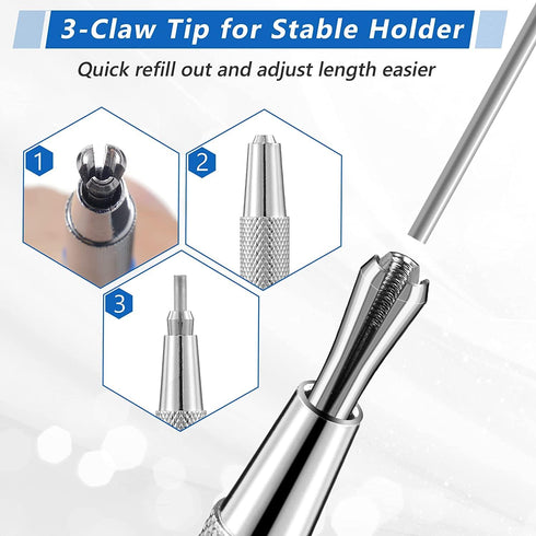 Hiboom 2 Pcs Welders Pencil with 24 Pcs Silver Round Refills, Mechanical Pencils Metal Marker with Built in Sharpener for Pipe Fitter Welder Steel Construction Fabrication Woodworking by Hiboom
