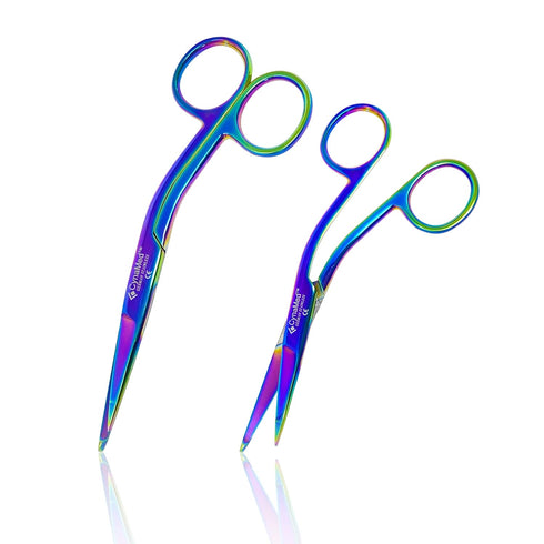 (5.5 Cynamed Knowles Bandage Scissors with Multicolor/Rainbow Titanium Coating - Perfect for EMT, Paramedics, First Aid