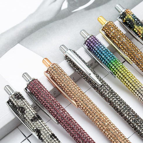 Gullor Diamond-encrusted Click Ballpoint Pens, Black Ink Medium Point 1mm, Office Supplies Gift for Wedding Birthday