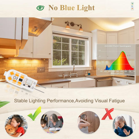 DiCUNO ProOE G4 LED Bulb 20W Equivalent, 12V, 1.5W JC Bi-pin Base, Warm White 2700K, 180LM, Pack of 10 Landscape Bulb