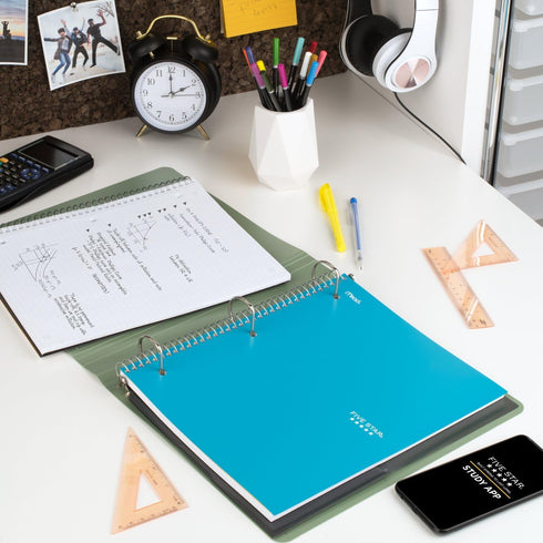 Five Star 1 Subject Spiral Notebook, Tidewater Blue, 100 Sheets, 8-1/2" x 11", Graph Ruled Paper, Water Resistant Cover