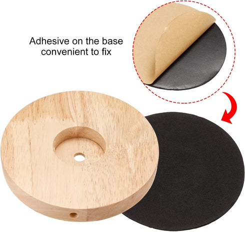 PATIKIL 150mm Wooden Lamp Base, 1 Pack Circular Solid Wood Desk Lamp Stand Replacement for DIY Table Lamps