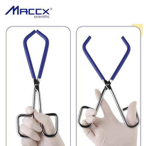 Laboratory Cup Beaker Clip Pliers Tool, Blue Rubber Coated Ends Beaker Tongs for 50mL - 2000mL Capacity