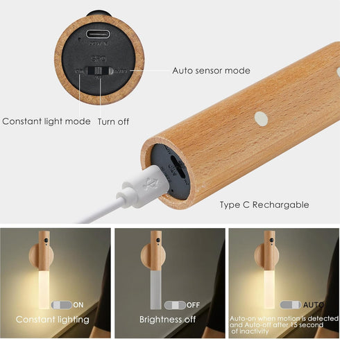 Montford Battery Operated Wall Sconces, Motion Sensor Night Light Magnetic Wall Light Rechargeable Wall Sconce, Peel