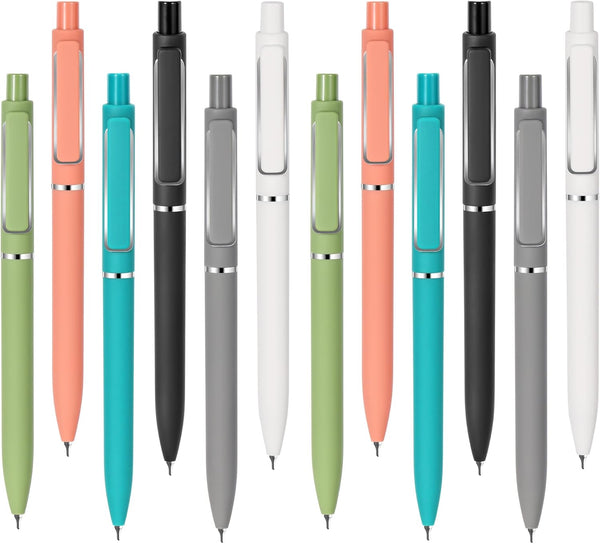 Retractable Black Ink Pens, Cute Gel Click Pens with No Smear & Bleed, Smooth Note Taking Journaling Pens (12 Count)