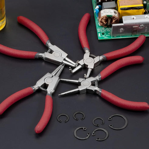 External Circlip Pliers with Bent Jaw, 5-Inch Snap Ring Pliers for Retaining and Removing Hoses