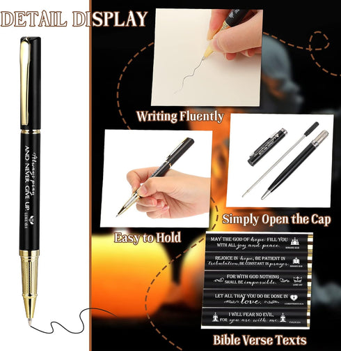 Lincia 20 Sets Christian Bible Verse Ballpoint Pen, Engraved Inspirational Quotes with Boxes, Religious Pen Clergy