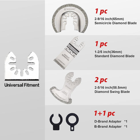 EZARC 4-Pack Diamond Oscillating Tool Blade Set, Multi Tool Mortar Cutting Saw Blades for Grout Removal