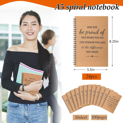 Colarr 24 Pcs A5 Inspirational Spiral Notebook Bulk Appreciation Gift, 6x8 Inch Motivational Notepad, 100 Page/50sheet