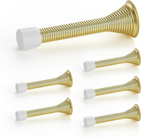Ravinte Door Stoppers, 6 Pack Gold Spring Door Stops with Rubber Bumper for Bottom of Door