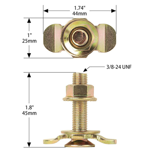 L Track Threaded Stud Fittings, Pack of 10 Double Stud Lug Fitting for Tie Down with L Track Rails