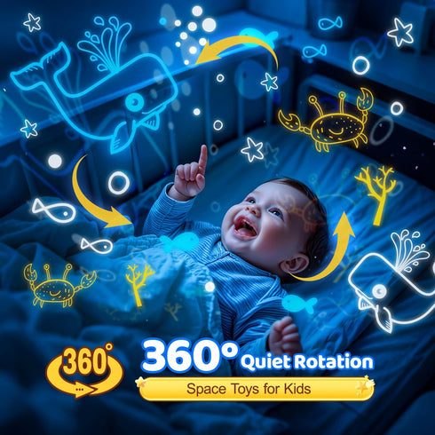 360Rotating+5 3-5, Solar System for Kids Projector Night Light, Films Planet Space Projector for Bedroom, Bright Night