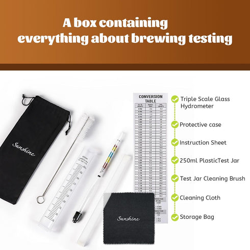 AOZ LIbei Set Hydrometer - for Mead, Wine, Kombucha and Home Brew Beer, Alcohol Tester Accessories Moonshine Still Kit