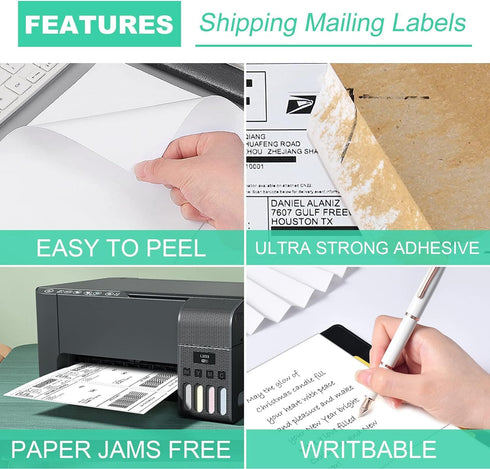 Shipping Labels 8.5" x 5.5", 50 Counts Adhesive Labels Compatible Laser & Inkjet Printers, 2 White Labels Per Sheet