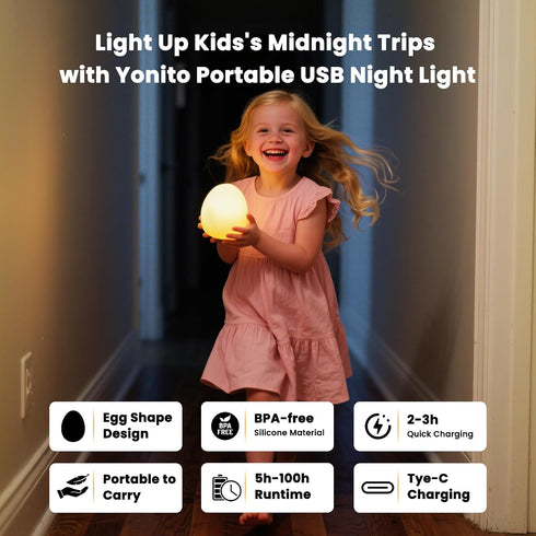 16 Dimmable Baby Night Light: Colors Changing Silicone Egg Light for Nursery, Rechargeable Touch Nightlight for Kids