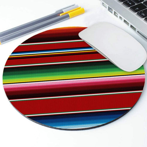 Serape Stripe Mouse Pad, Colorful Mexican Rug Print, Multicolored Round Mouse Pads 7.9 x 7.9 x 0.12 Inch