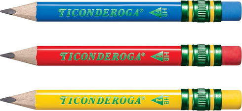 Ticonderoga My First Short Triangular Wood-Cased Pencils, 2 HB Soft, With Erasers, Primary Colors, 12 Count by Ticonderoga