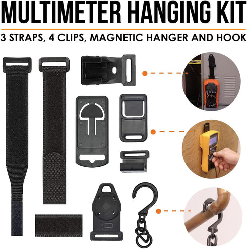 Universal Multimeter Magnet, Hook, and Clip Hanging Strap Kit for Most Multitesters
