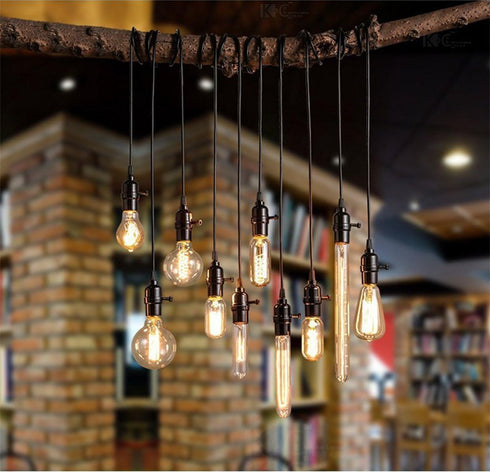 T9/T185 40W Bulbs E26 E27 Base(4 Pack)- Bulb Bulb CTKcom Vintage Edison Light Tubular Nostalgic Tungsten Filament