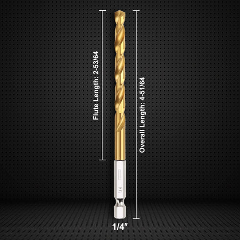 Set 10 1/4" COMOWARE Titanium Twist Drill Bit - Pcs Hex Shank High Speed Steel for Wood Plastic Aluminum Alloy, Quick