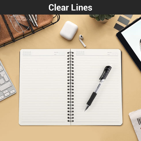 EUSOAR Spiral Lined Notebook, A5 3packs, 5.5"X8.3", 120 Pages Hardcover Lined Travel Journal (Black)