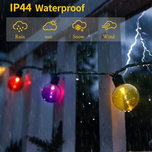 7Ft 15 Bulbs, Vigdur Solar String Lights Outdoor, Globe Multicolor String Lights with Plastic Shatterproof LED Hanging