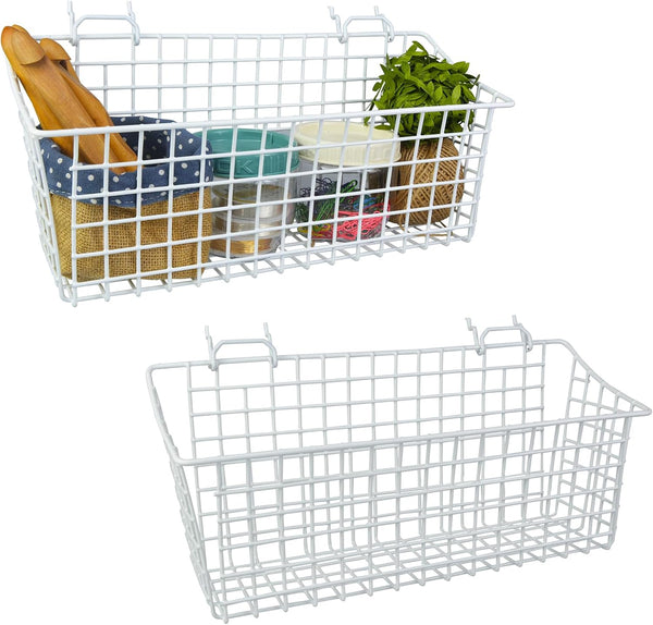 G.CORE 2 Pack Large Pegboard Baskets, Metal Shelves Hooks for 1/8" 1/4" Peg Boards