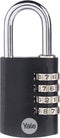 Yale 4 Digit Combination Lock, Outdoor Waterproof Padlock for School Gym Locker, Sports Locker, Toolbox, Gate, Black