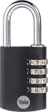 Yale 4 Digit Combination Lock, Outdoor Waterproof Padlock for School Gym Locker, Sports Locker, Toolbox, Gate, Black