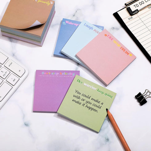 Zonon 24 Pieces Colorful Inspirational Sticky Notes 3 x 3 Inch Motivational Fun Notepads for Teacher Nurse Coworkers
