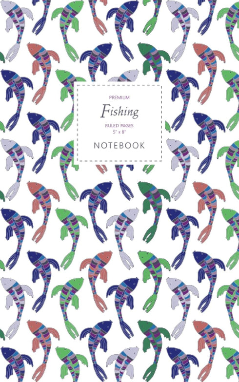 Fishing Notebook - Ruled Pages - Premium Winter White Edition, Fun Notebook with 96 Lined Pages, 5x8 Inches