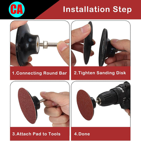 2PCS 3 inch 1/4" 3" Sanding Discs Holder Roll Lock Disc Pad Quick Change Disc Adapter with Shank for Sanding Disc Die